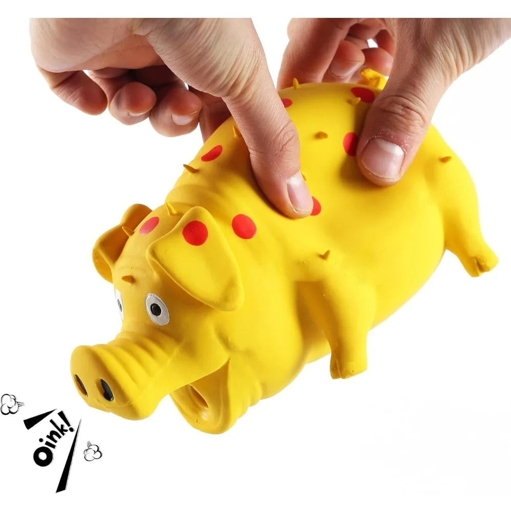 3-Pack Squeaky Pig Dog Toys - Durable Rubber Chew Toys