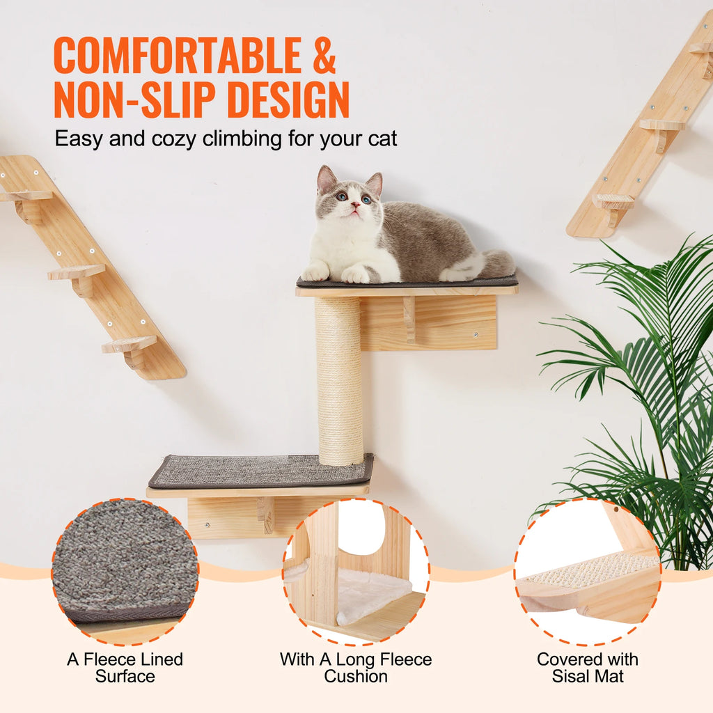 Wall Mounted Cat Shelves, Perches with Jumping Boards Hammocks & Cat Tree Cat Furniture
