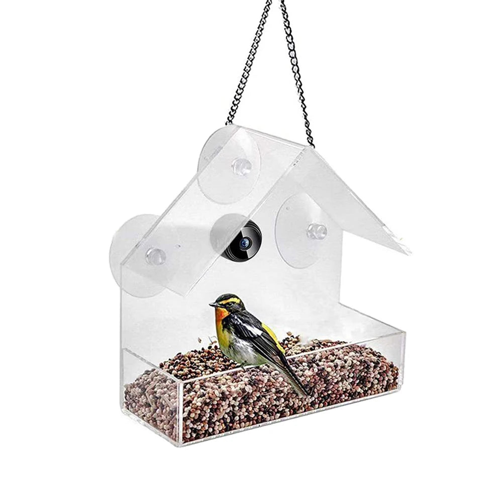 Smart Bird House Pet Feeder Transparent with Camera 1080P HD Easy Installation