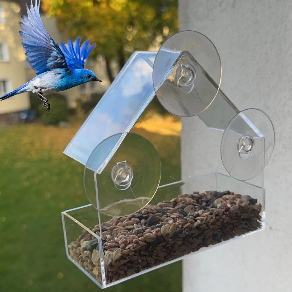 NEW Window Type Bird Feeder, Reusable Tray, Waterproof Transparent