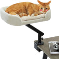 360° Rotatable Cat Desk Bed, Supports Up to 50 lbs, Adjustable White Hammock for Indoor Cats