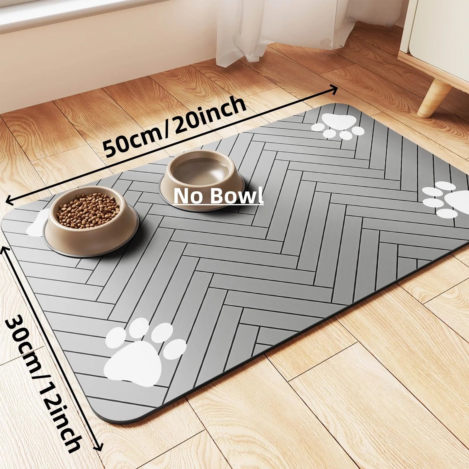 Pet Feeding Mat-Absorbent For Food and Water Bowl with Waterproof Rubber Backing