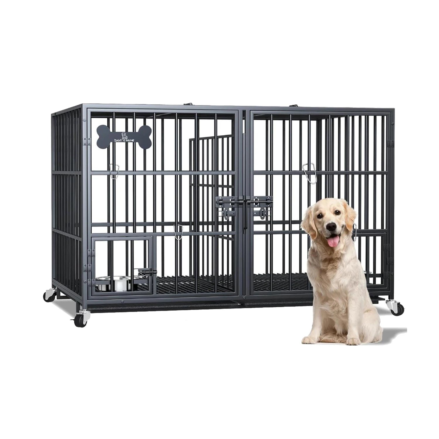 Heavy Duty Dog Crate for Large, Medium & Small Dogs. Indestructible, Escape-Proof