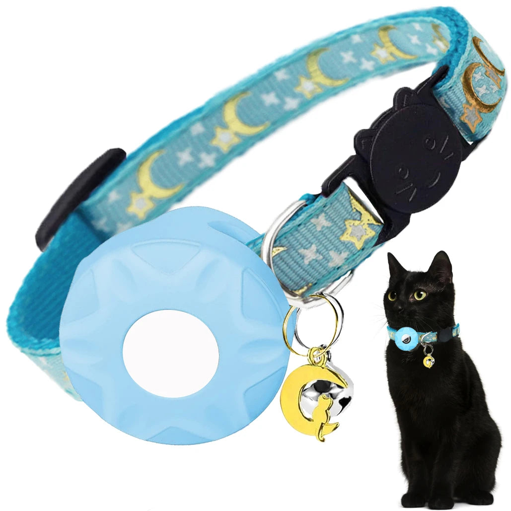 Apple Tag Pet Collar with AirTag Holder & Moon Ornament