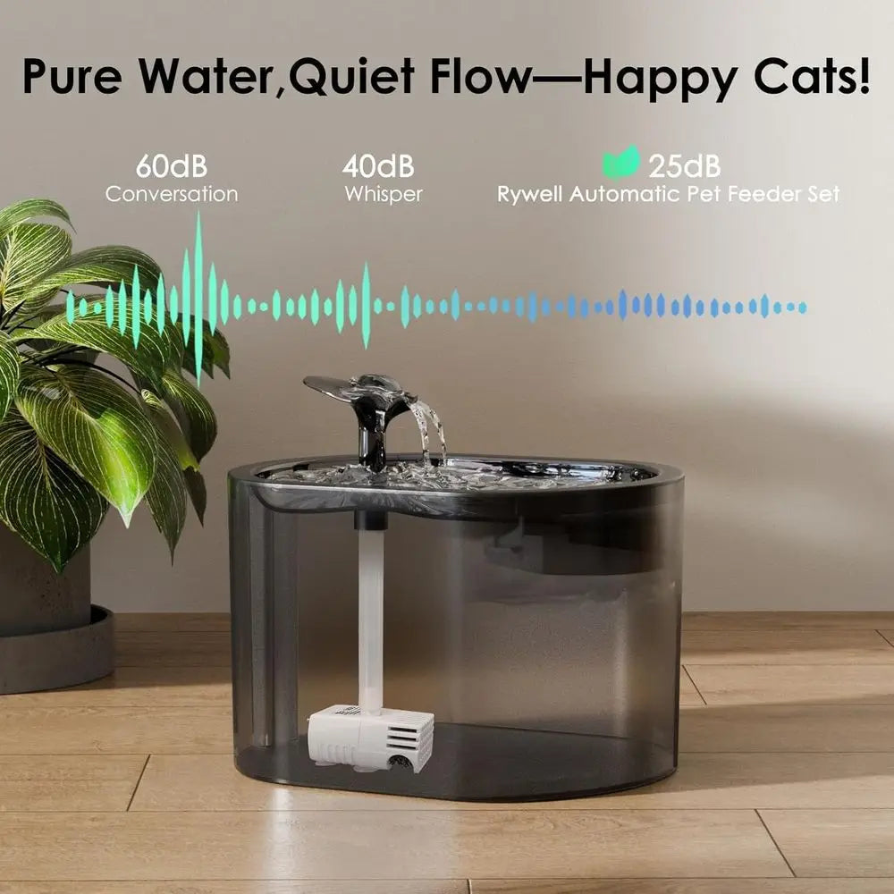 Automatic Cat Feeder and Water Fountain, 3L WiFi Timed Pet Food Dispenser and 2.5L Water Dispenser with APP