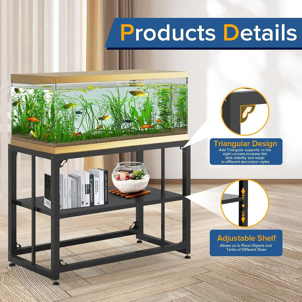 40 Gallon Metal Aquarium Stand, Double-Layer Storage Design, 660LBS Capacity