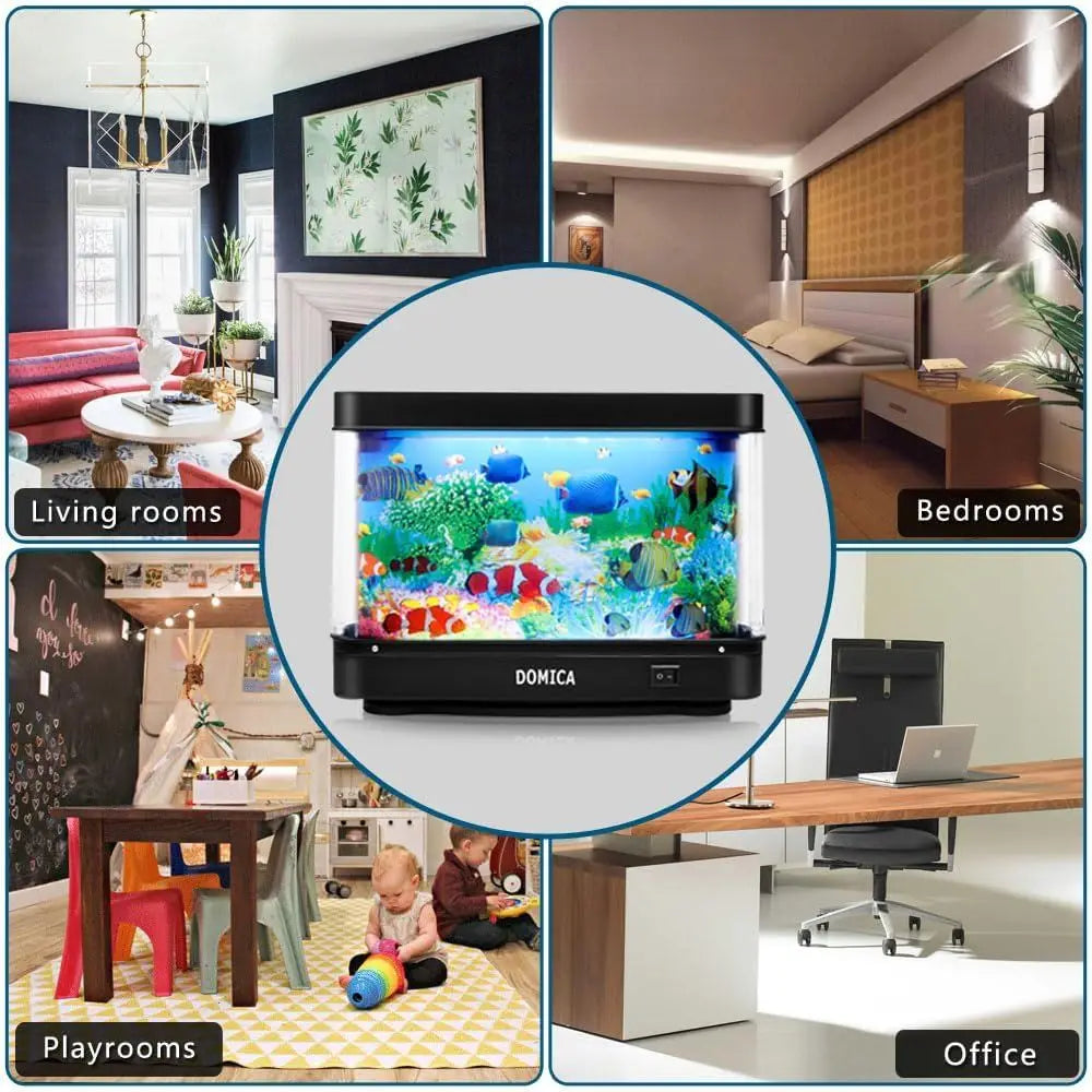 Fake Fish Tank with Moving Fish, Decorative Aquarium Lamp Sensory LED Mood Light