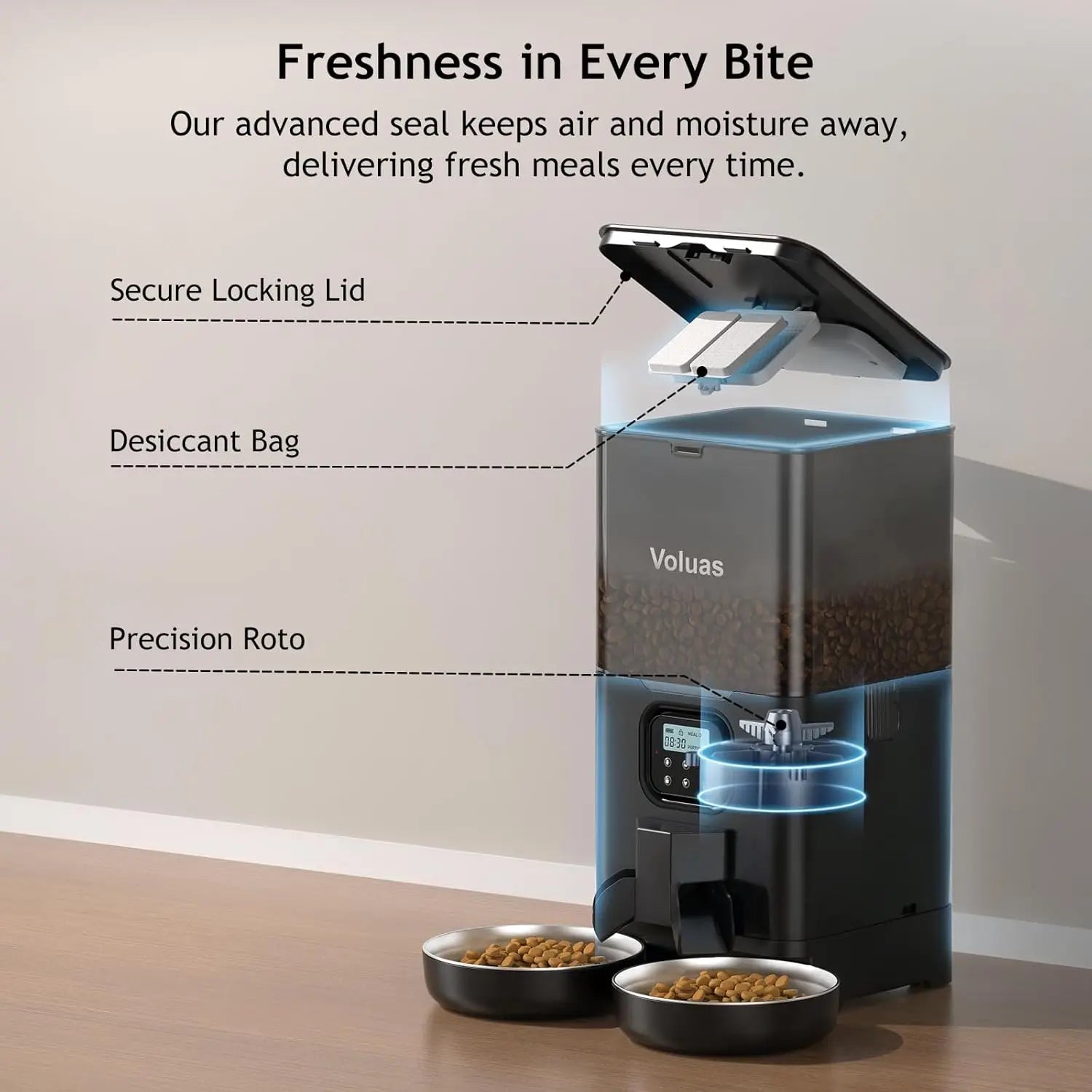 Automatic Double Cat Feeder with Timer, Memory, and 2 Stainless Steel Bowls for Healthy Pet Diet