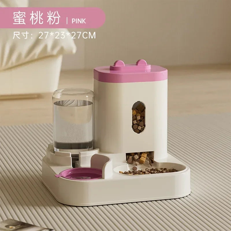 Automatic Feeder Dog Cat Food Bowl With Water Fountain Large Capacity