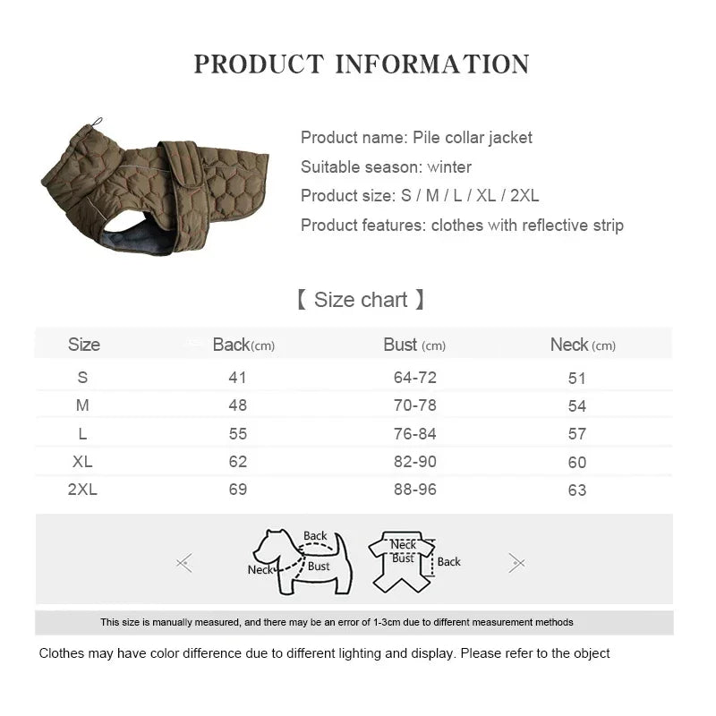 Winter Warm Dog Clothes Thick Reflective Snowsuit Pet Dog Down Jacket