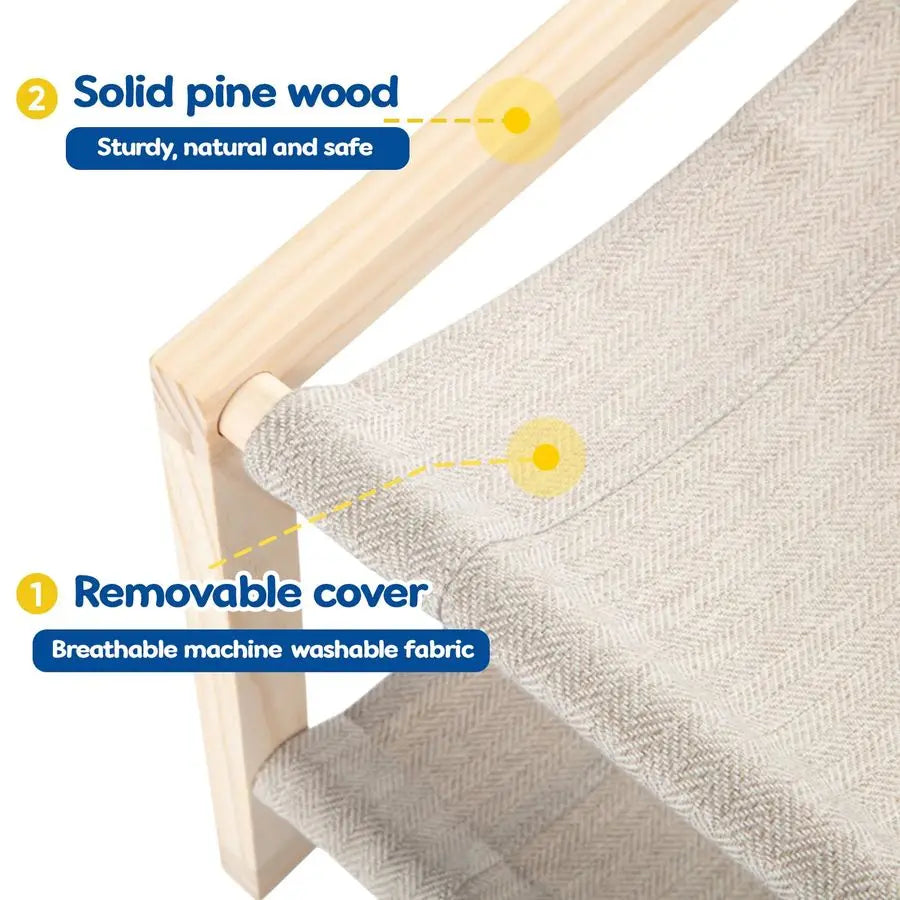 Hammock, Double Layer Wooden Bed for Indoor Cats,
