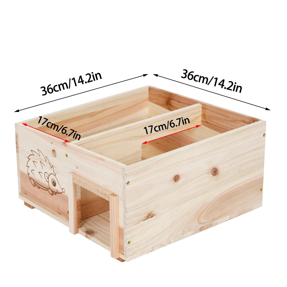 Wooden Hedgehog House Small Animal Shelter/Hideout Predator Proof Habitat Nest Box with Roofing