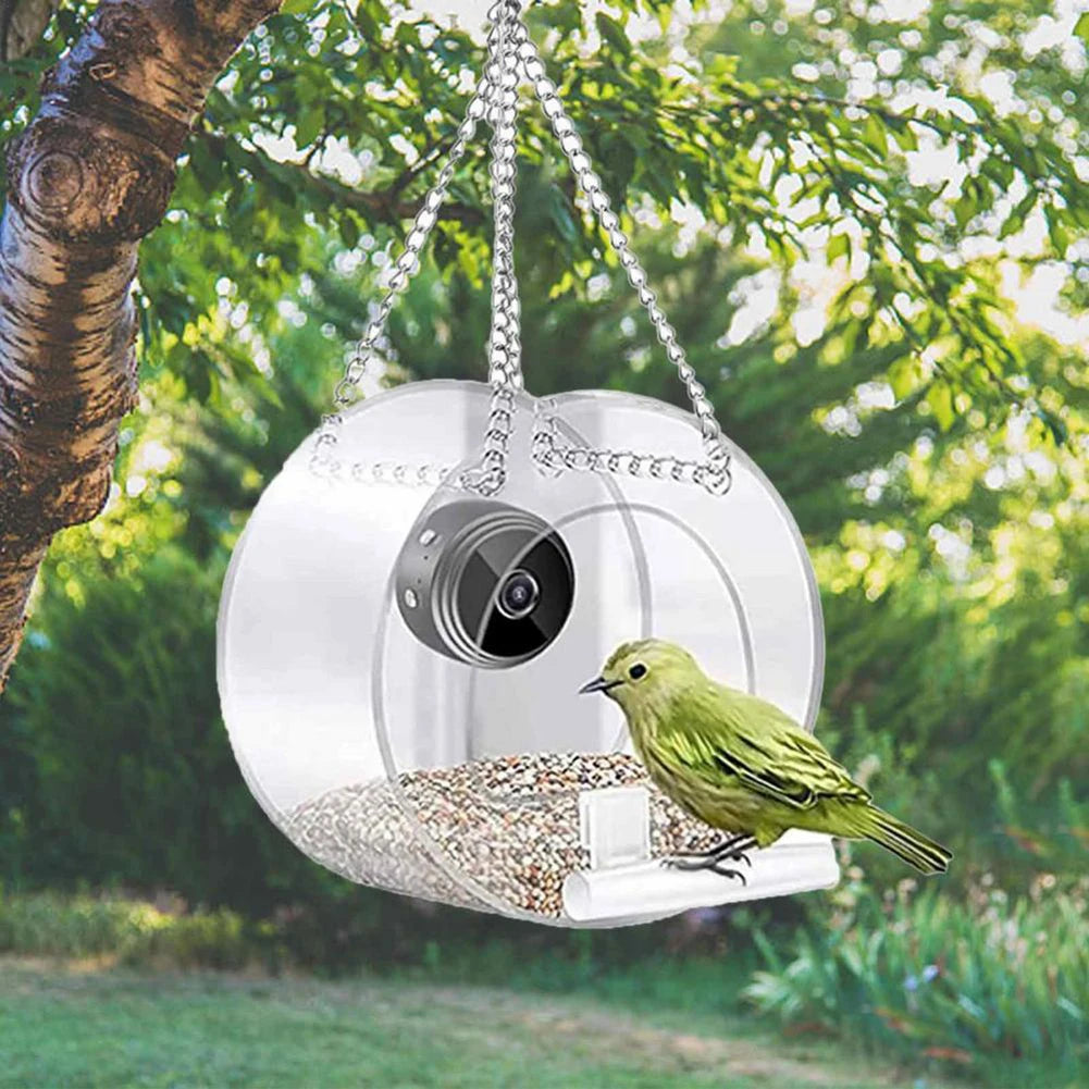 Smart Bird House Pet Feeder Transparent with Camera 1080P HD Easy Installation