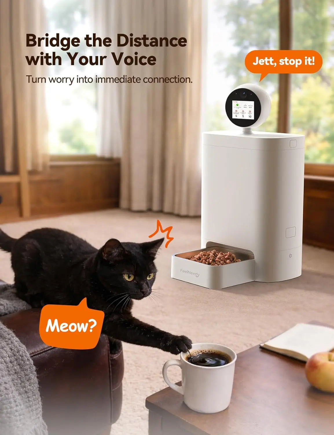 Smart AI Pet Feeder with 2K Camera, Night Vision & Two-Way Audio, Timed Automatic Food Dispense