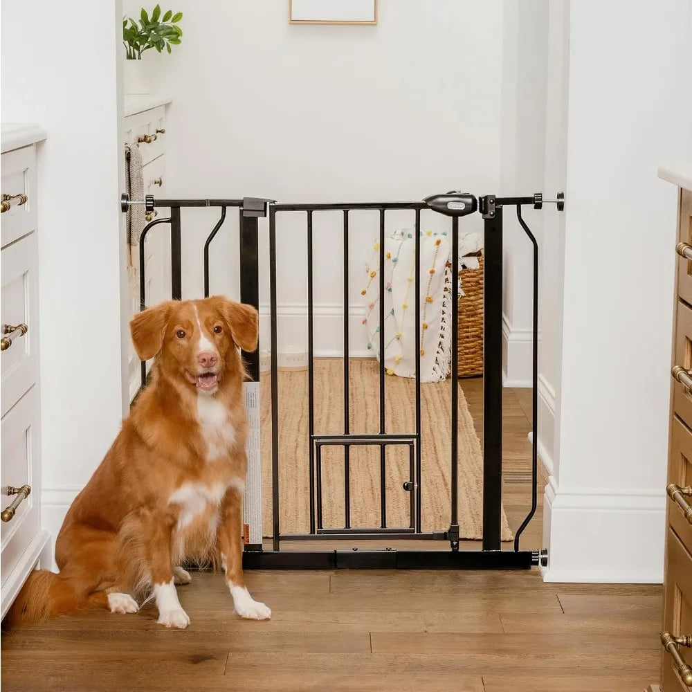 Extra Wide Walk-Through Pet Gate with Small Pet Door, Adjustable 29-36.5", Includes Mount Kits