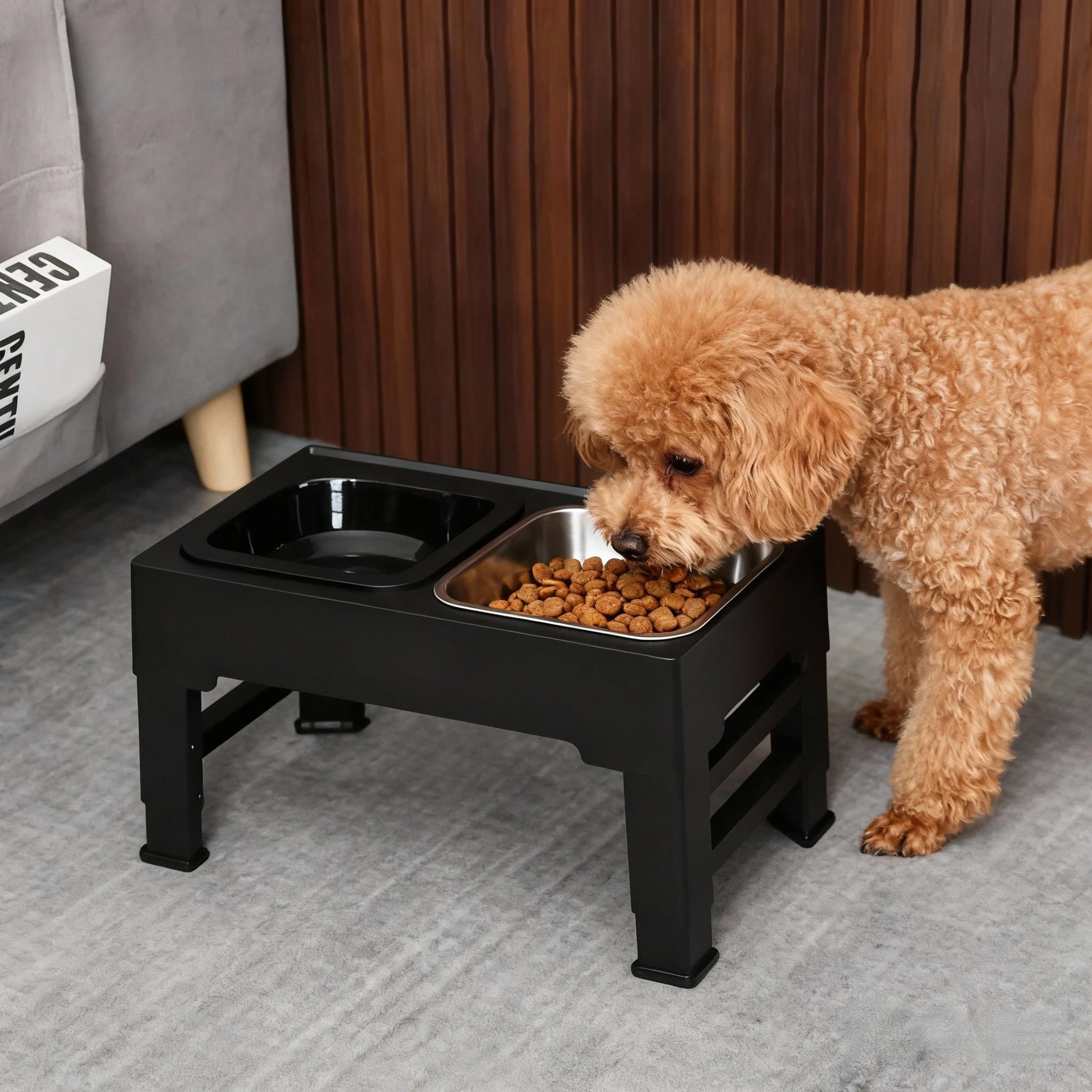 Adjustable Height Feeder Stand - Folding Stainless Steel Pet Bowl Table with Non-Slip Design