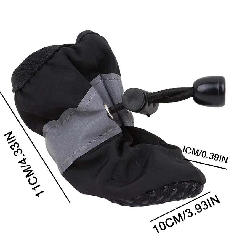 4Pcs All-Weather Dog Shoes Waterproof Non-slip Reflective Adjustable Pet Boots