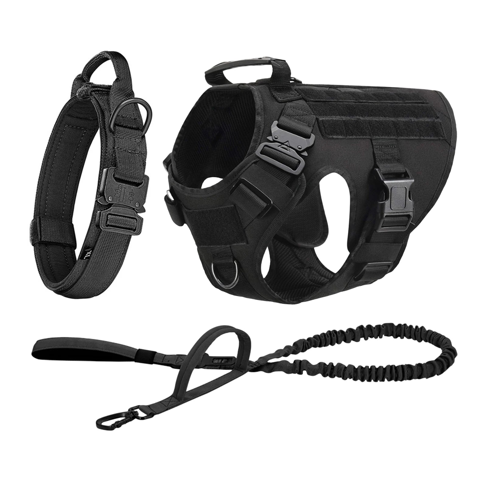 Tactical Dog Harness Collar With Pouches For Medium Large Dogs