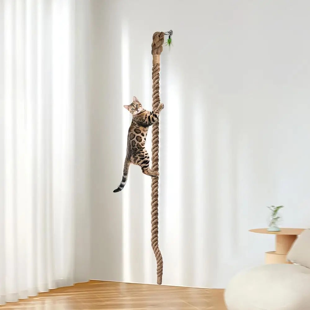 2 x 9.84ft Cat Climbing Rope with Hook or Ceiling & Wall Mount, Natural Sisal Rope