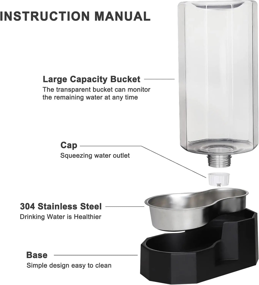 9L Automatic Pet Water Dispenser with Gravity Design for Multiple Dogs
