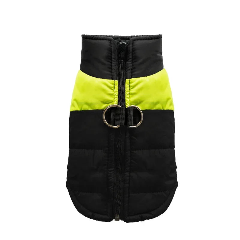 Waterproof Warm Dog Clothes Winter Vest Padded Zipper Jacket