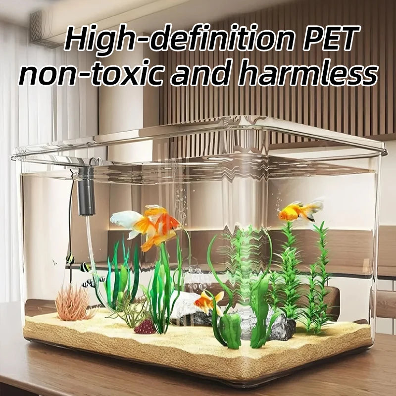 Transparent Aquarium Creative Desktop Fish Tank for Office/Home Decor (Bare Tank, No Scenery or Stones Included)