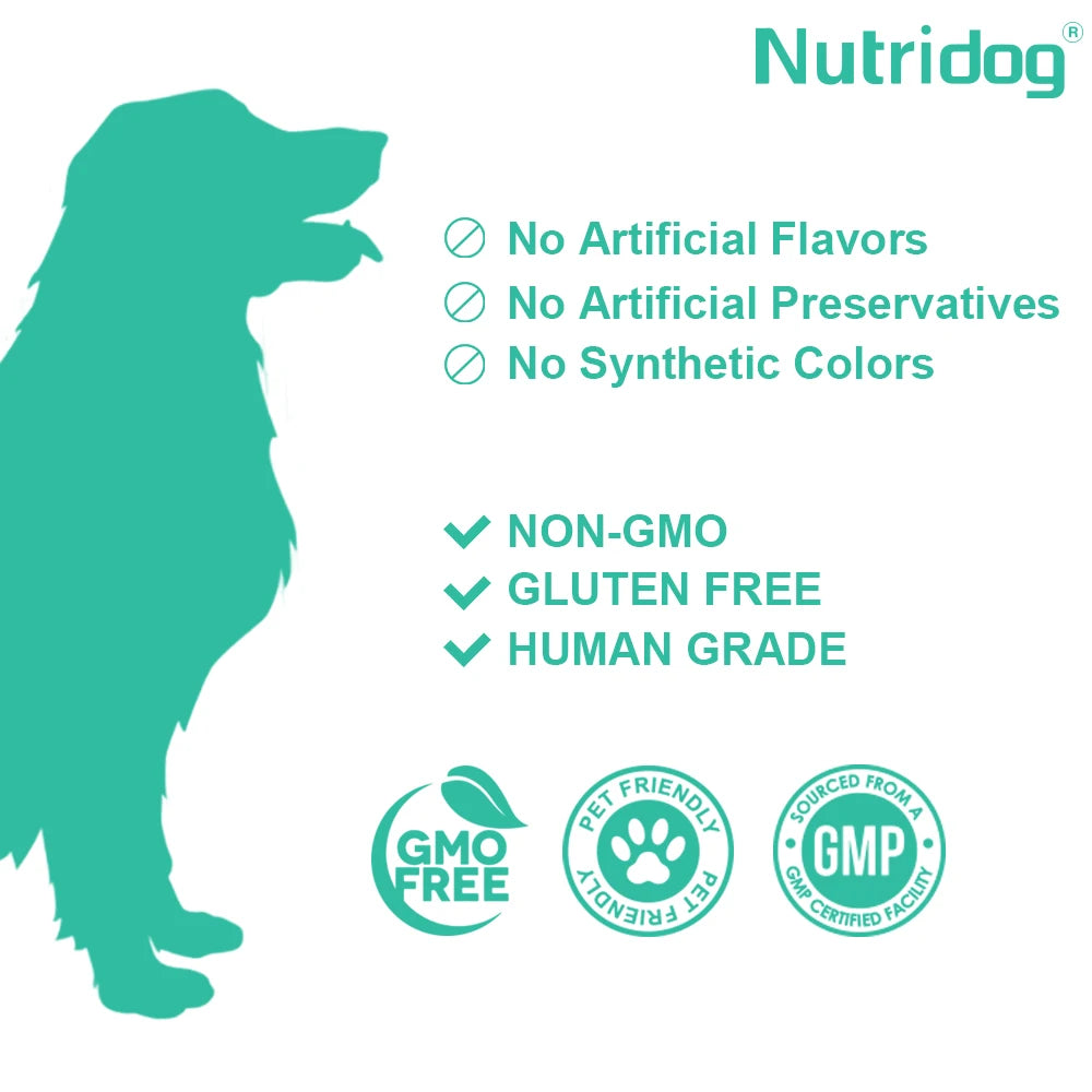 NUTRIDOG Dog Anal Gland Support  Pumpkin Seed Probiotics Digestive Enzymes Scoot Relief