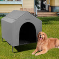 42" Outdoor Dog House for Large Breeds, Weatherproof PVC Canopy, Elevated Bed