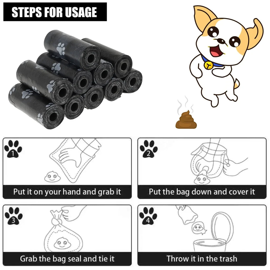 2/40Rolls Pet Dog Poop Bags Dispenser Collector Garbage Bag Puppy Cat Pooper Scooper Bag