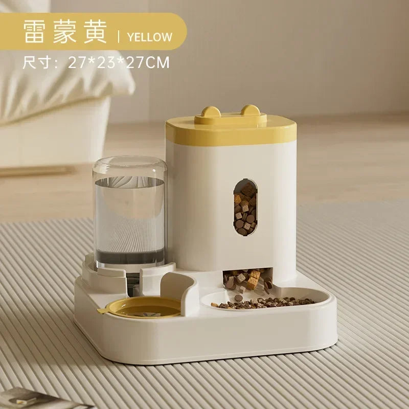 Automatic Feeder Dog Cat Food Bowl With Water Fountain Large Capacity