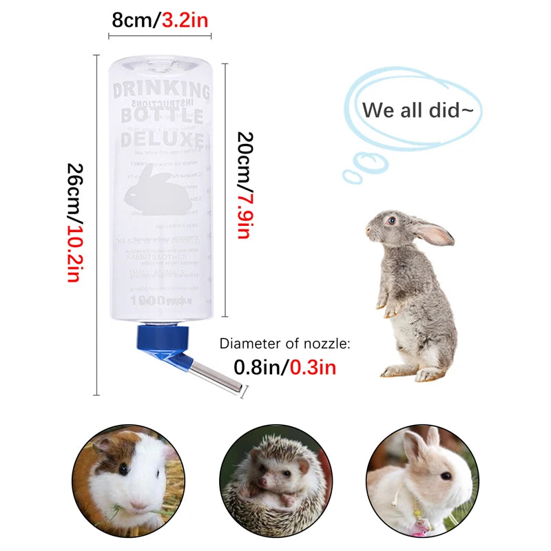 Random Color Small Animals Drinker Hangable Water Bottle for Rabbit Guinea Pig Parrot