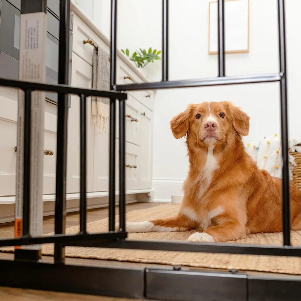 Extra Wide Walk-Through Pet Gate with Small Pet Door, Adjustable 29-36.5", Includes Mount Kits