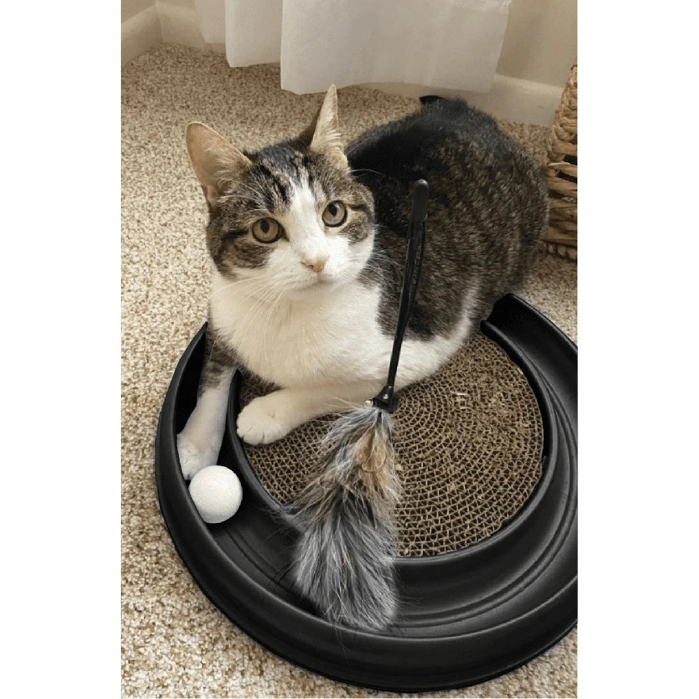 Turbo Scratcher Interactive Cat Toy and Scratcher Engaging Ball Track