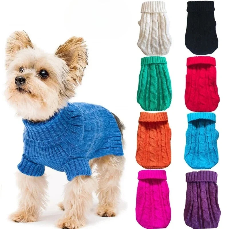 Dog Winter Clothes Knitted Pet Clothes For Small Medium Dogs Chihuahua Puppy Pet Sweater Pure Dog Sweater Ropa Perro