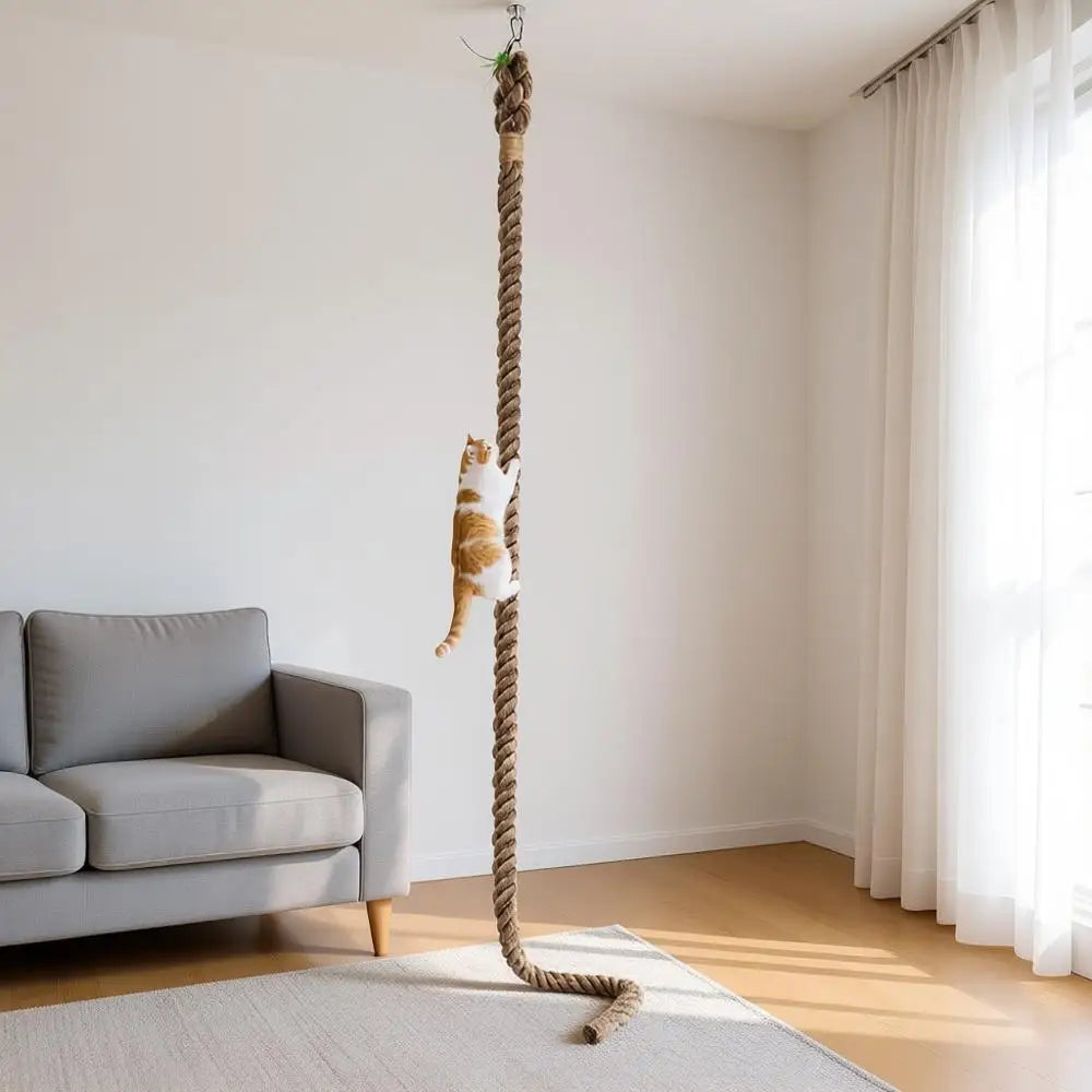 2 x 9.84ft Cat Climbing Rope with Hook or Ceiling & Wall Mount, Natural Sisal Rope