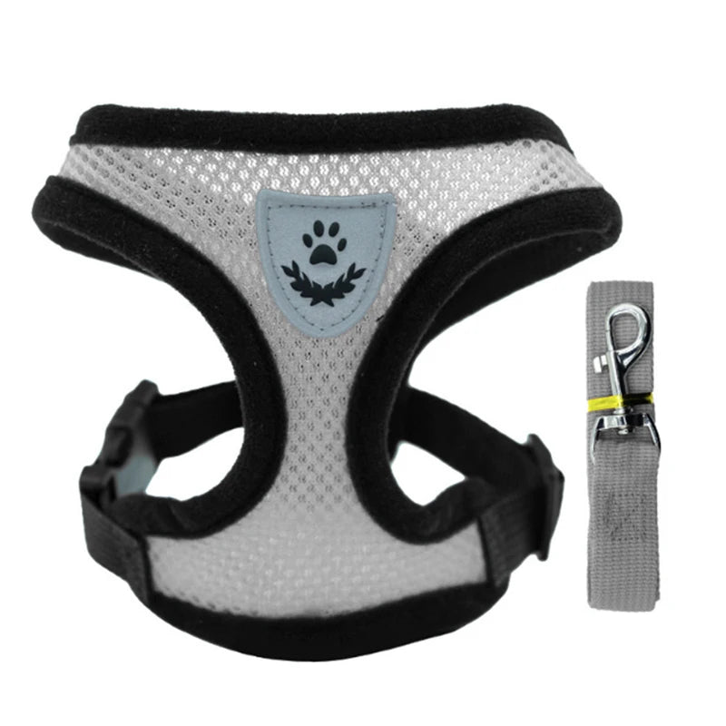 Cat/Puppy Harness Vest Walking Leash Collar Polyester Adjustable Mesh
