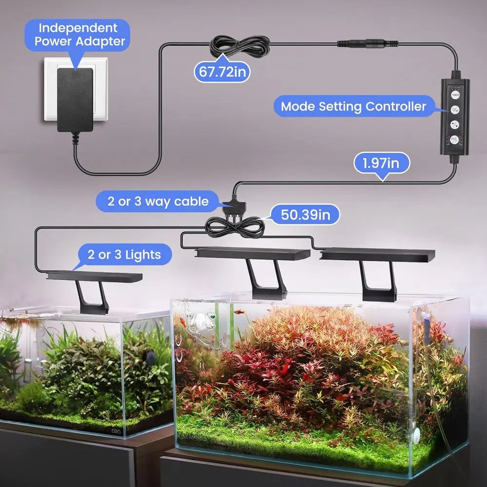 Clip On Aquarium LED Light with Multi-Channel Controller, Fish Tank Light
