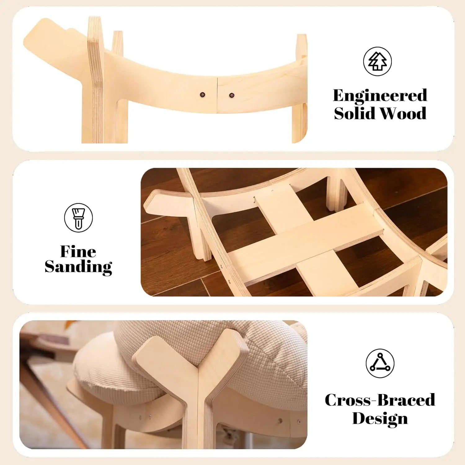 Elevated Cat Bed Wooden with Cushion. Raised Kitty Lounge Chair Suitable for Puppy, Cat