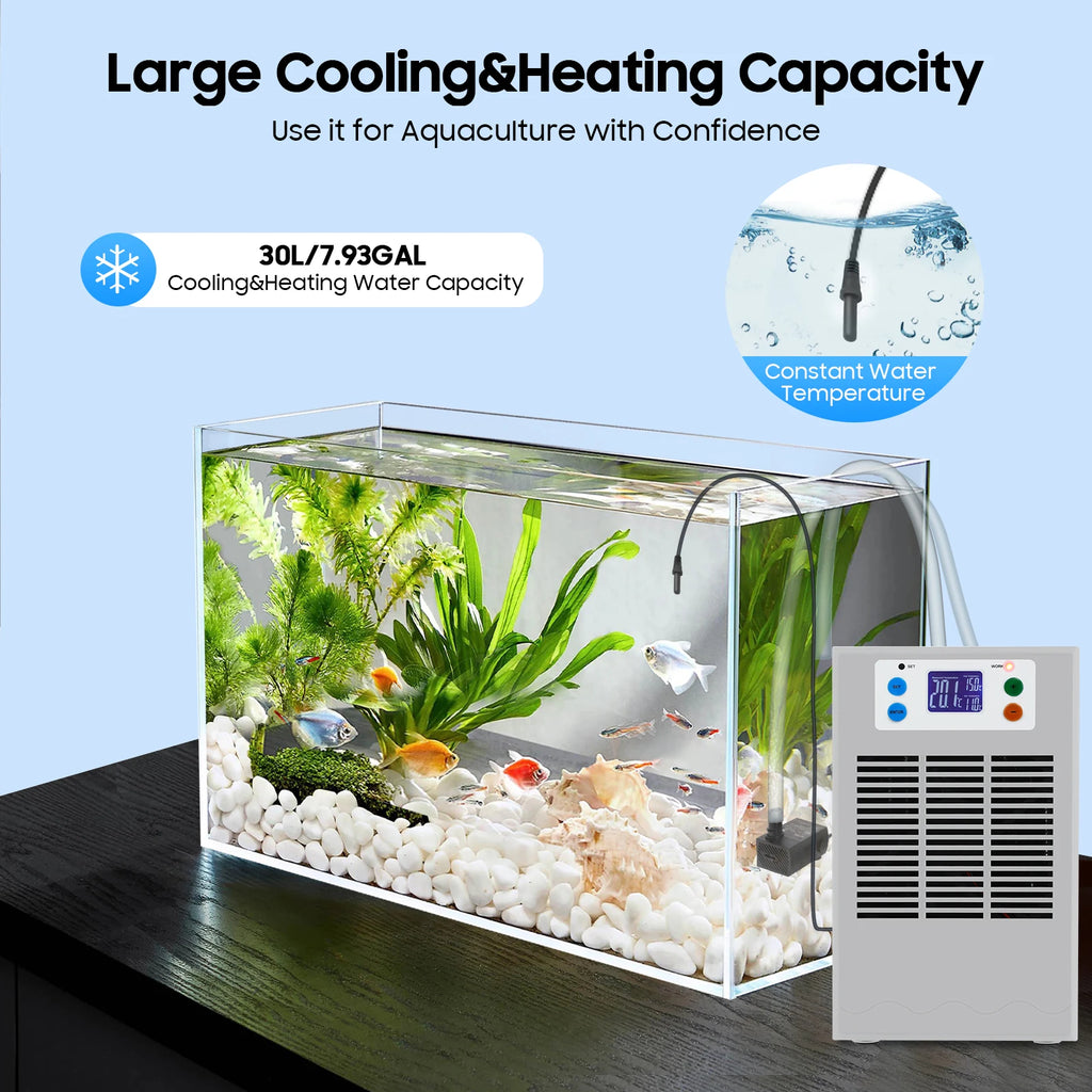 100W Fish Tank Cooling Heating Machine, Aquarium 30L Fish Tank Water Heater  LED Screen