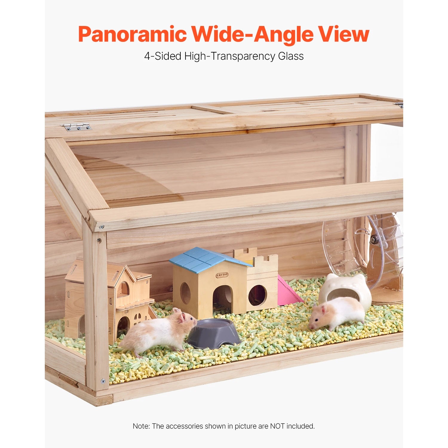 Wooden Hamster Cage 270° Viewing With Openable Top Ventilated Animal Cage