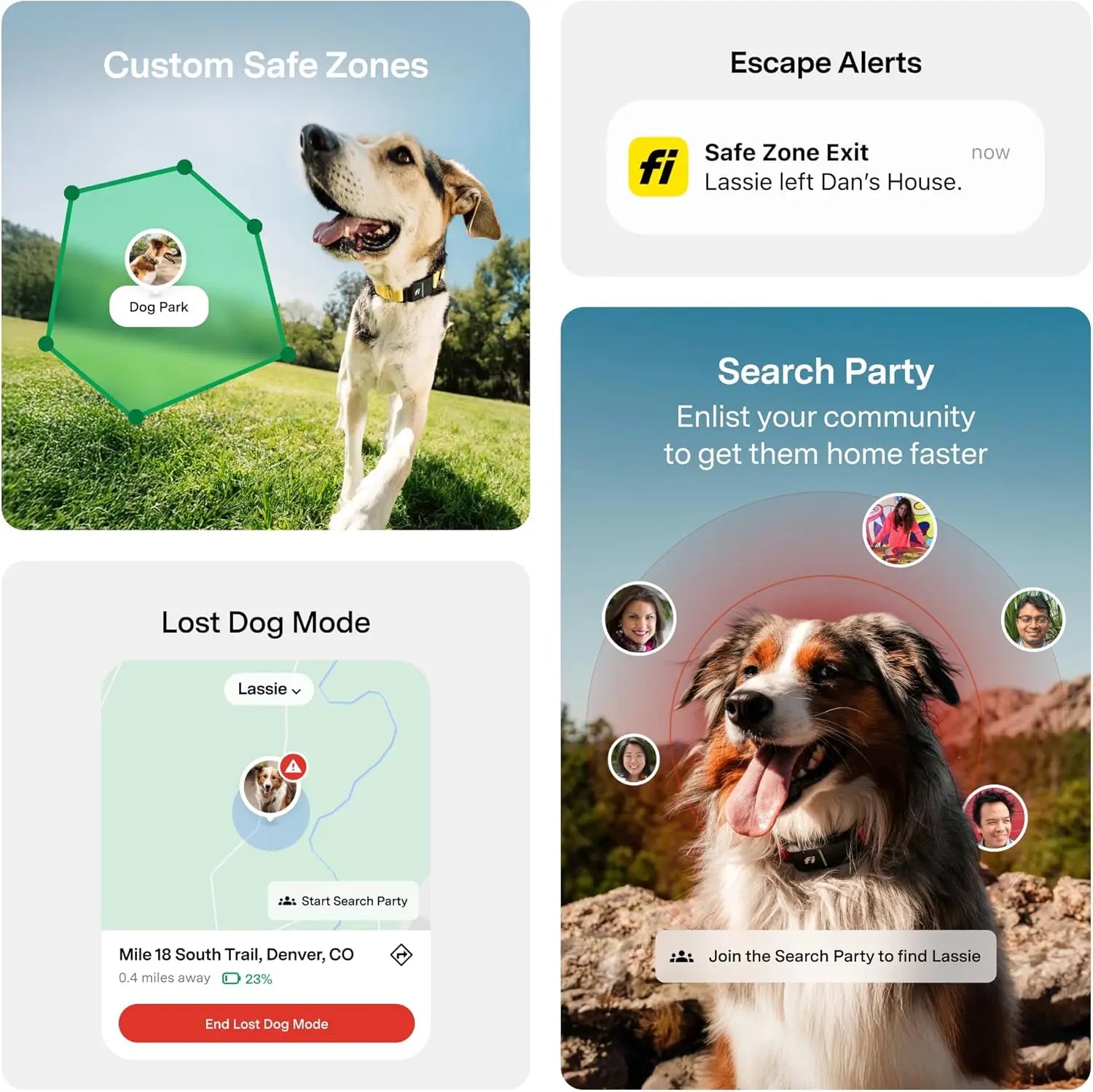 Smart GPS Dog Tracker Collar with Health Monitoring, Escape Alerts, Waterproof, LED, Apple Watch Compatible