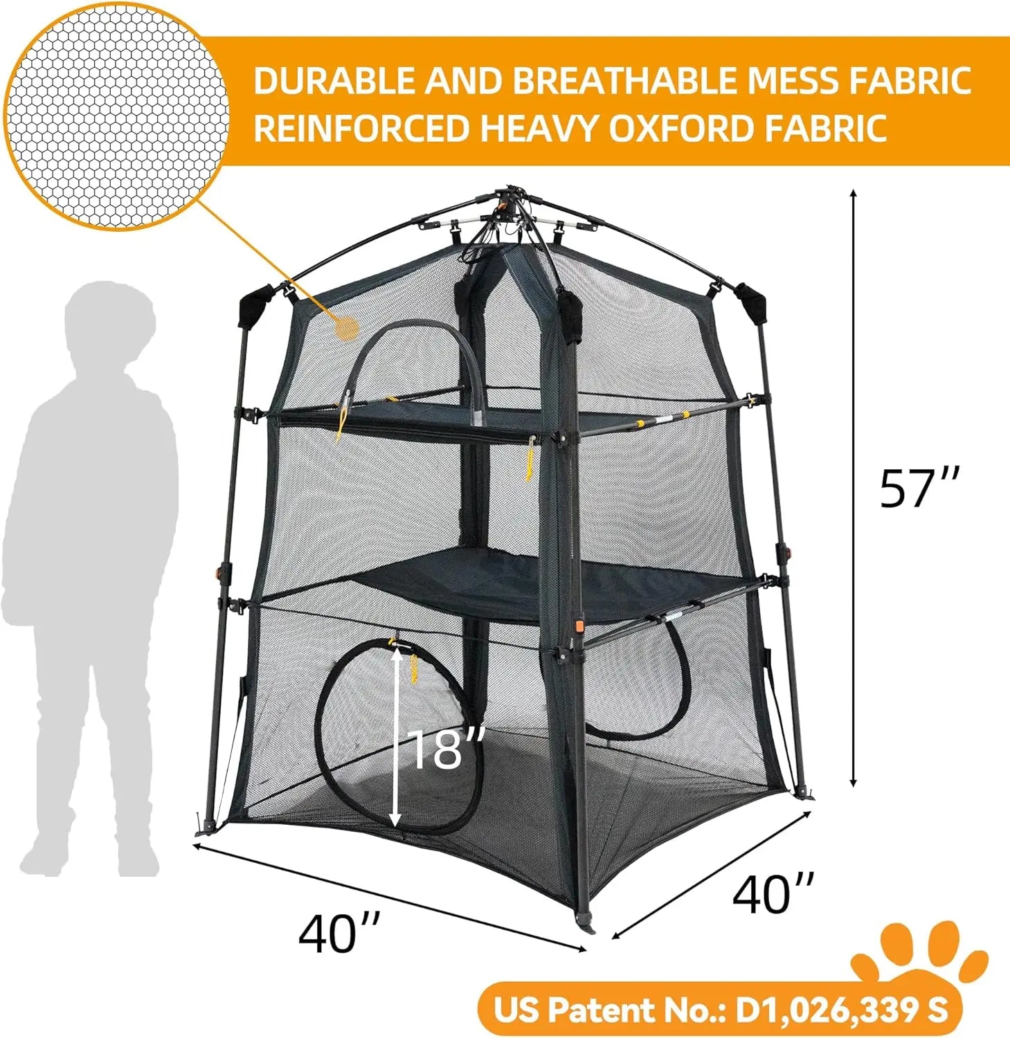 3-Tier Portable Cat Enclosure with Foldable Design, Ideal for Indoor and Outdoor Use
