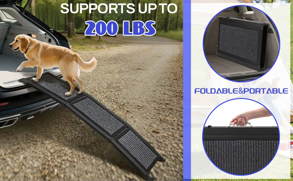 Folding Dog Ramp For Car, Pet Ramps For Large Dogs With Non-Slip Rug Surface