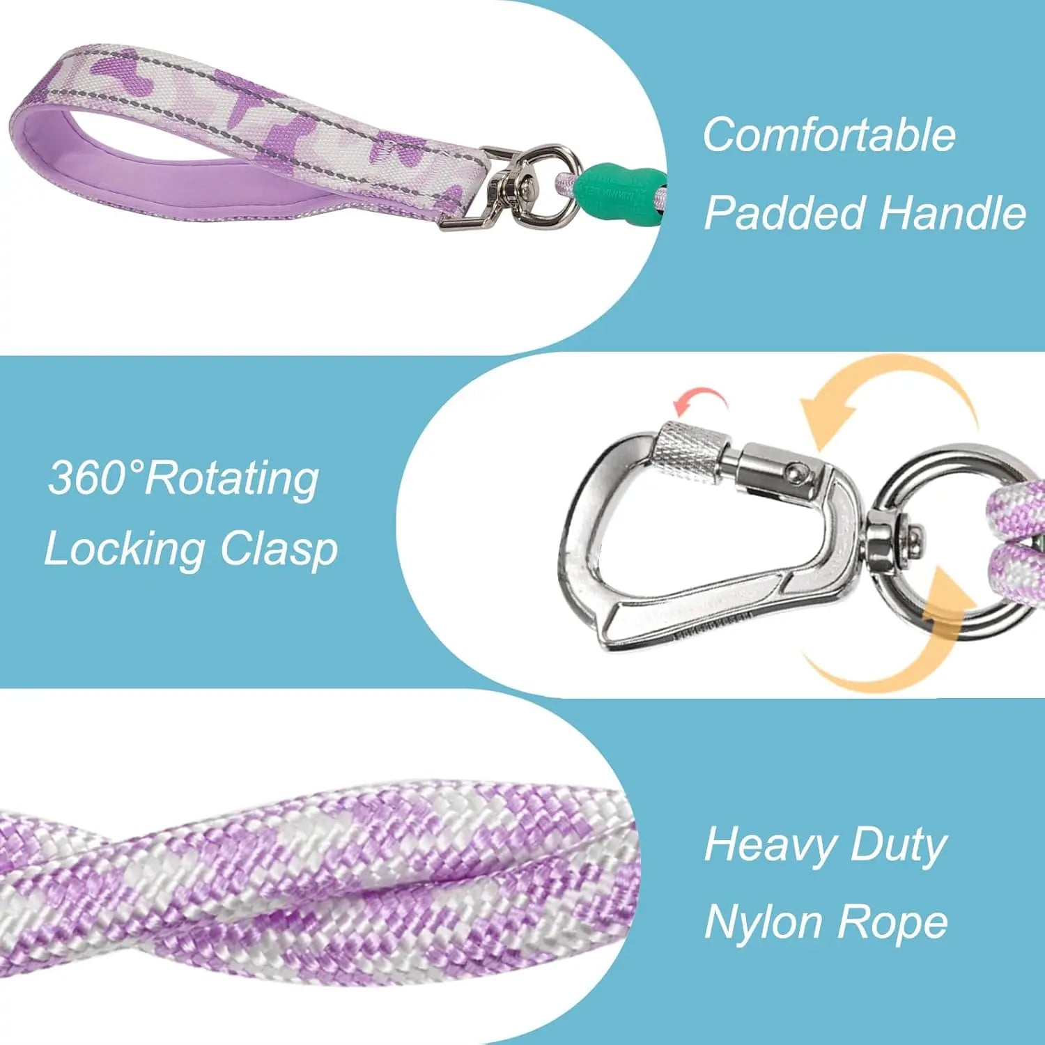 Dog Leash and Collar Set with AirTag Holder for Small Medium, Large Dogs, 5 FT Double Rope Leashes