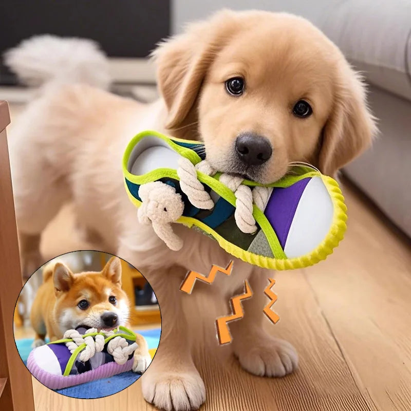 Dog Squeak Toy Teeth With Cotton Rope Pet Chewing Toys
