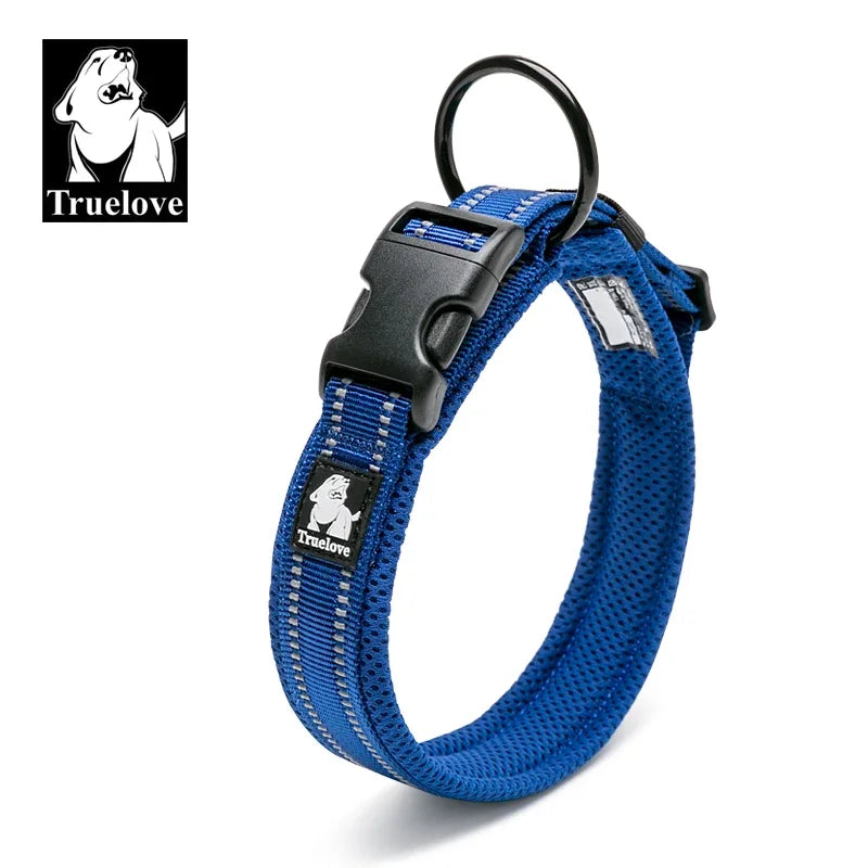 Pet Dog Collar, Nylon Adjustable, Webbing Padded, Soft Reflective