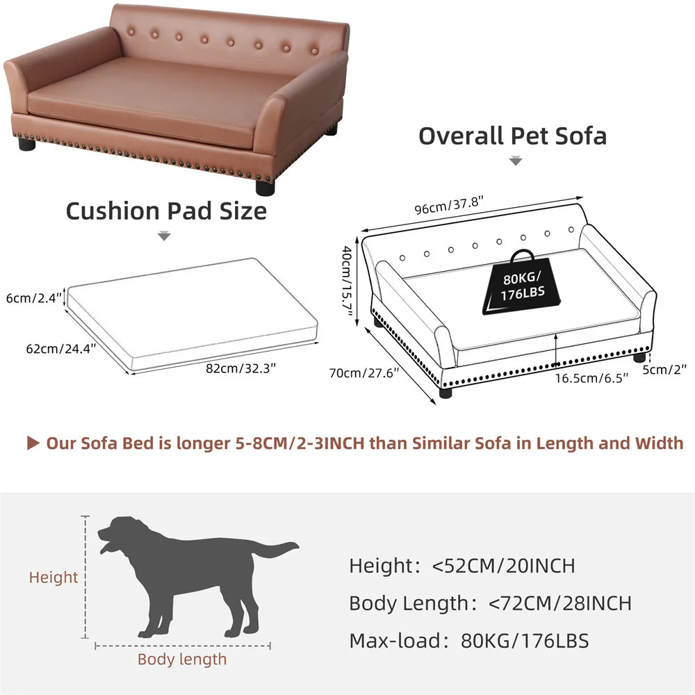 Heavy Duty Pet Sofa Large Raised Dog Bed Cushioned Sofa