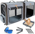 2-in-1 Cat Travel Carrier with Litter Box with Zipper Locks for Moving