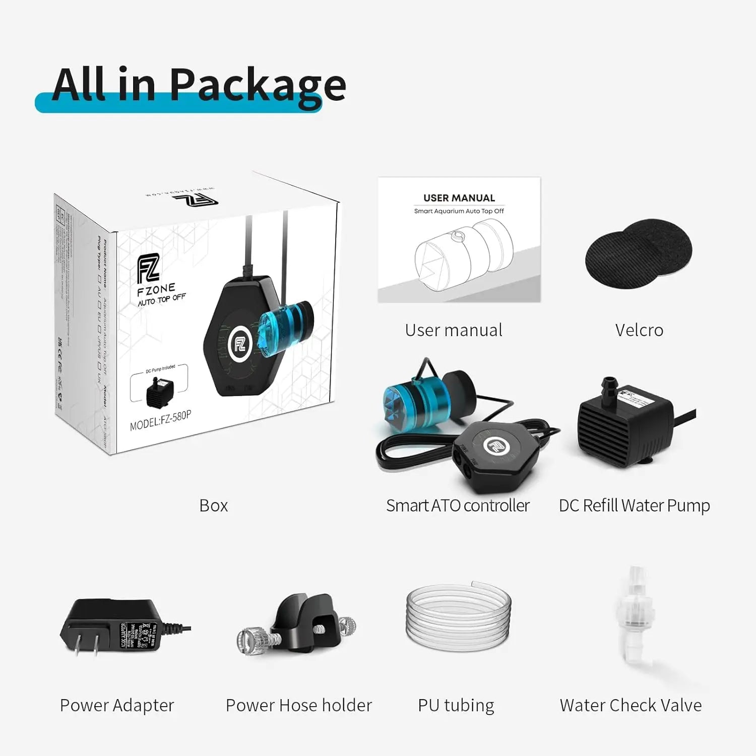 Auto Top Off System for Aquariums: ATO Controller with Dual Sensors, Quiet Pump & Safety Features