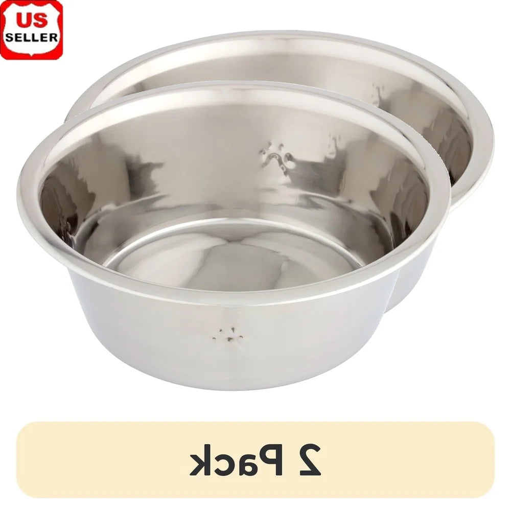 Stainless Steel Dog Bowl 2 Pack Large Non Slip Durable Dishwasher Safe High Gloss Finish Easy Clean